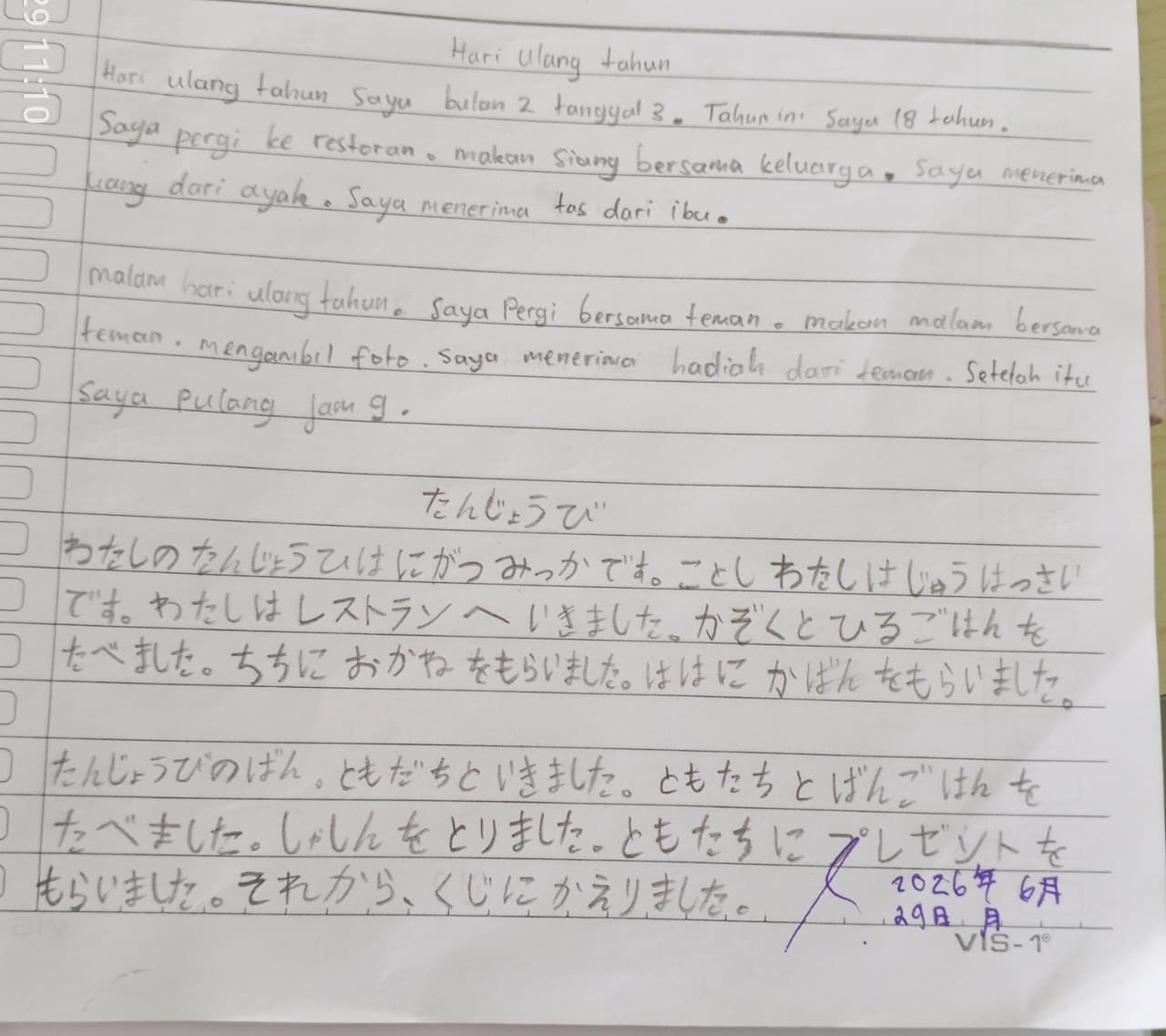 sakubun (karangan cerita singkat dalam bahasa jepang)
